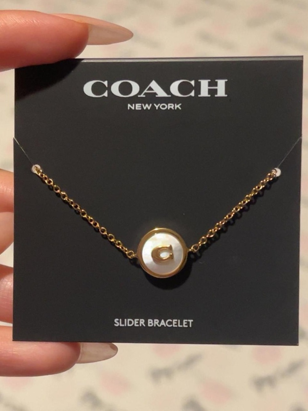 Brand New Coach C Pearl Slider Bracelet ✨ Gold Tone